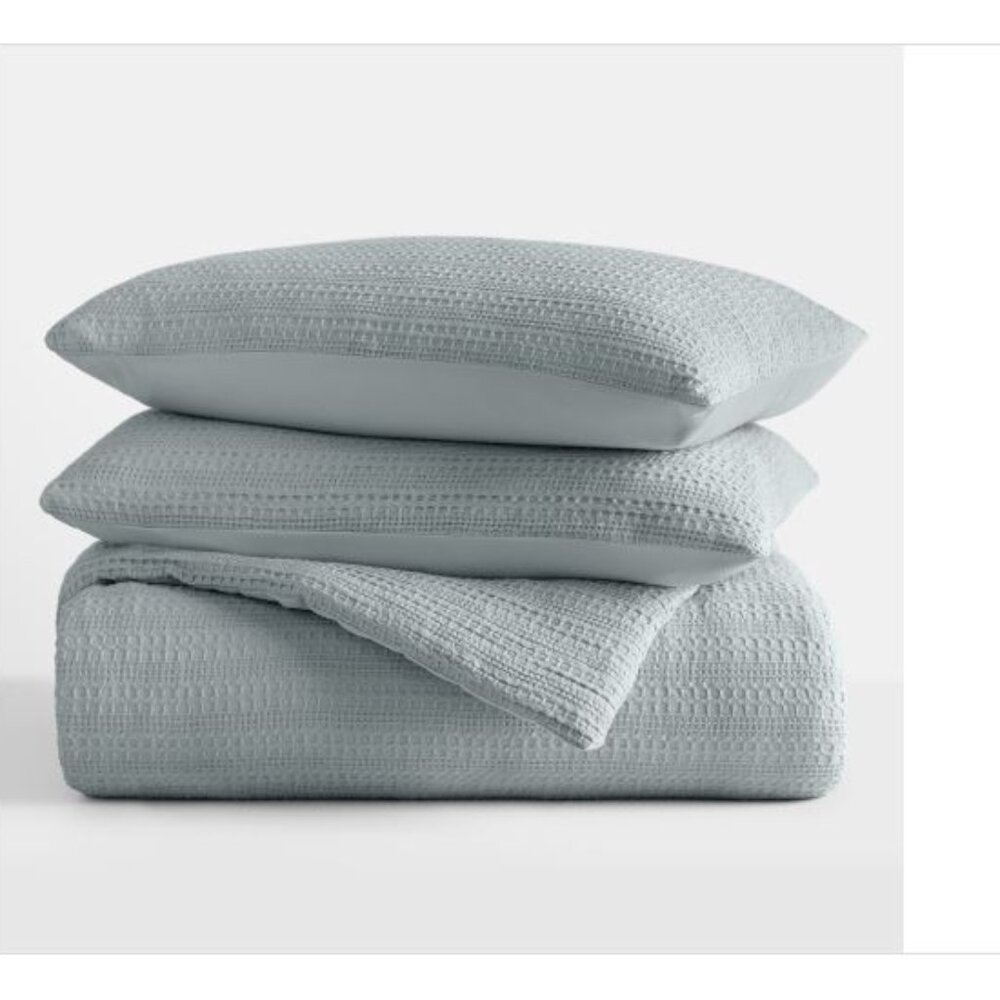 Ienjoy Home Waffle Textured 3-Piece Comforter Set, Full/Queen - Light Blue NWT